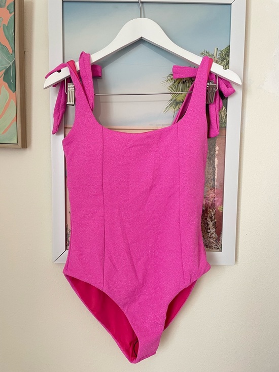 Beach Riot Sydney Swimsuit Petal Pink Stretch One Piece Large New **NO BELT**